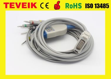 Fukuda Denshi 10 kurşun EKG kablosu, FX-7402, DIN-3.0 IEC 4.7K ohm rezistörlü FX-4010 EKG Kablosu