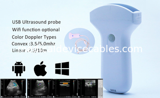 El USB Dışbükey Kablosuz Ultrason Probu Tıbbi Doppler Adroid İçin 3.5-5 Mhz