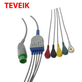 Tıbbi IEC Yuvarlak 12 Pin Schiller 5 Kurşun Ekg Hasta Kablosu uyumlu TM910